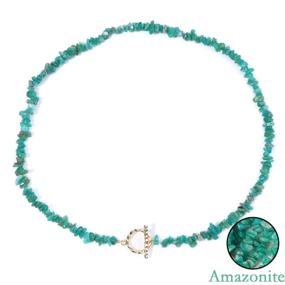 Healing Bohemian Gem Gravel Natural Semi-precious Stone Necklace Women's Fashion Necklace Jewelry Collares Para Mujer Female
