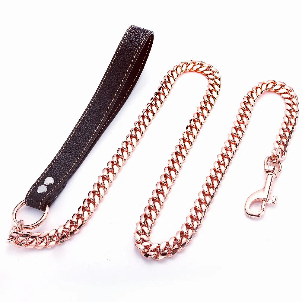 Stainless Steel Cuban Link Totem Dog Leash