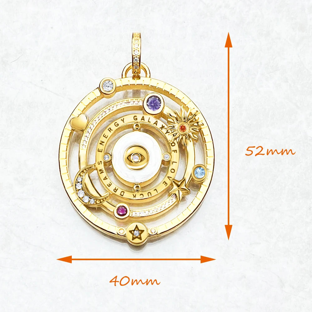 Pendants Cosmic Talismans Golden Galaxy of Love Luck Dreams Energy New Jewelry Vitnage 925 Sterling Silver Gift For Women