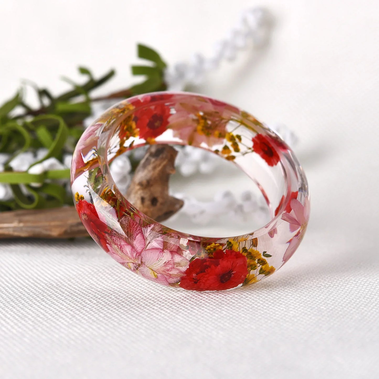 Dried Flower Resin Bracelet Bangle