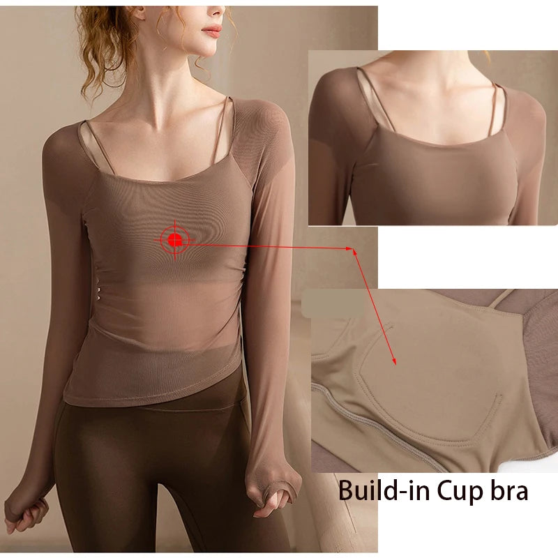 Bra Cup Yoga Long Sleeve Top