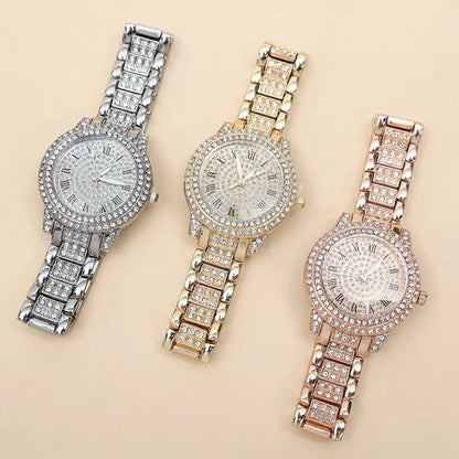 Top NEW Luxury Full Diamond Watch for Women Elegant Brand Quartz Steel Watches Ladies Zircon Crystal Fashion Wristwatch Clock