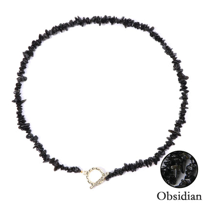 Healing Bohemian Gem Gravel Natural Semi-precious Stone Necklace Women's Fashion Necklace Jewelry Collares Para Mujer Female