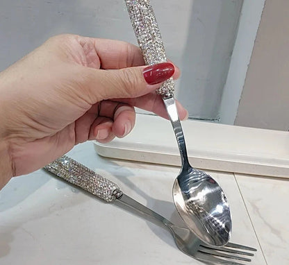 Starlight Sparkle Celestial Radiance Crystal-Encrusted Cutlery Set