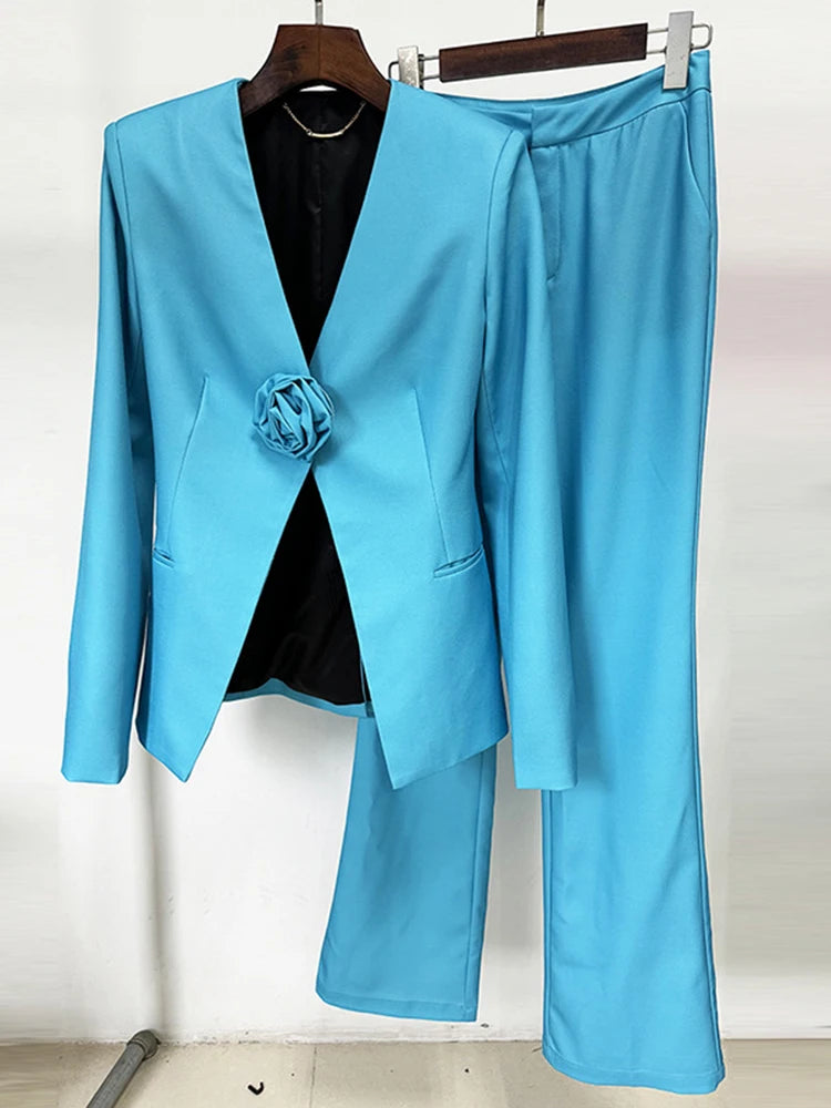 Ocean Bloom Tailored Suit Set