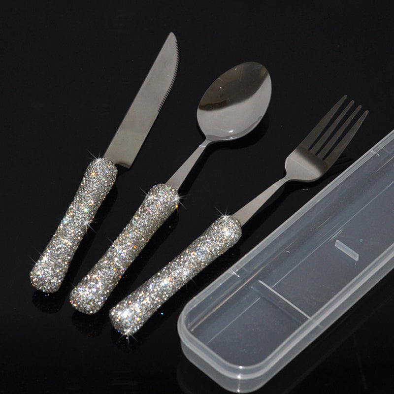 Starlight Sparkle Celestial Radiance Crystal-Encrusted Cutlery Set