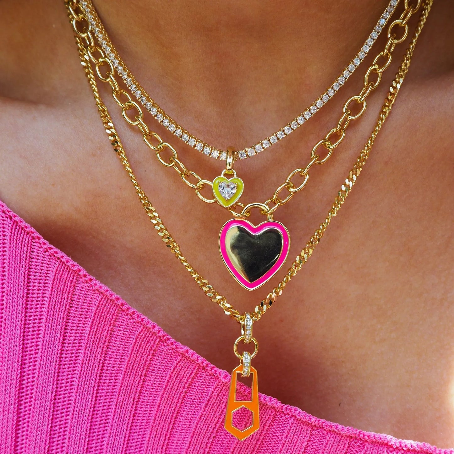 Heart Tennis Necklace