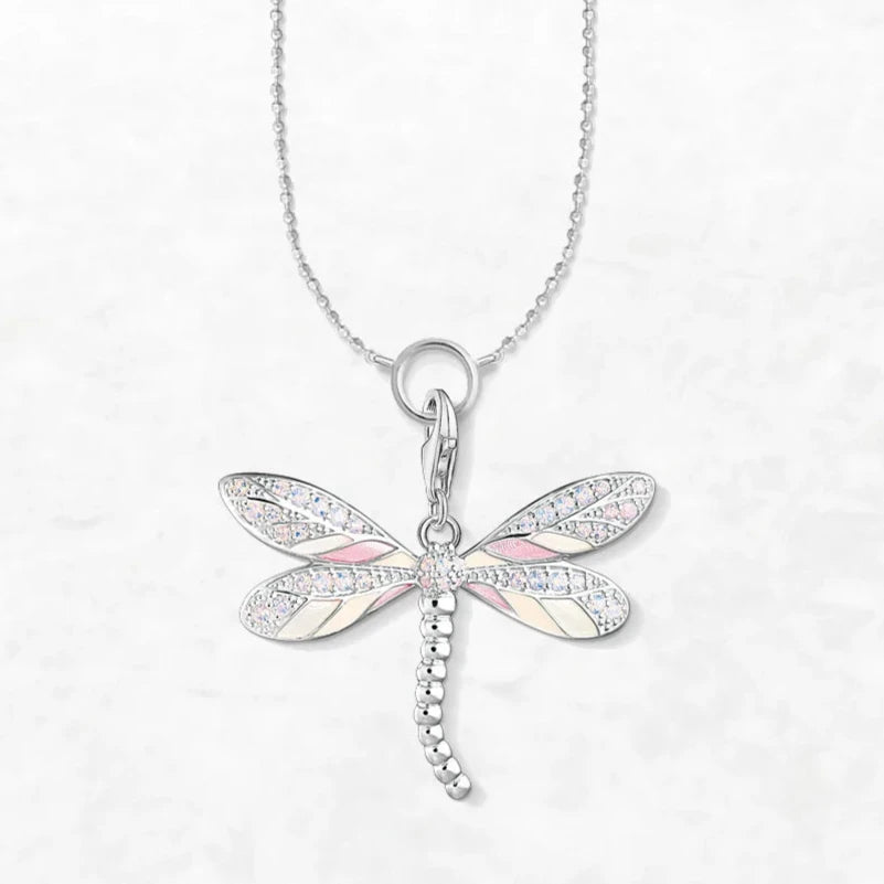 Pink Dragonfly 925 Sterling Silver Necklace