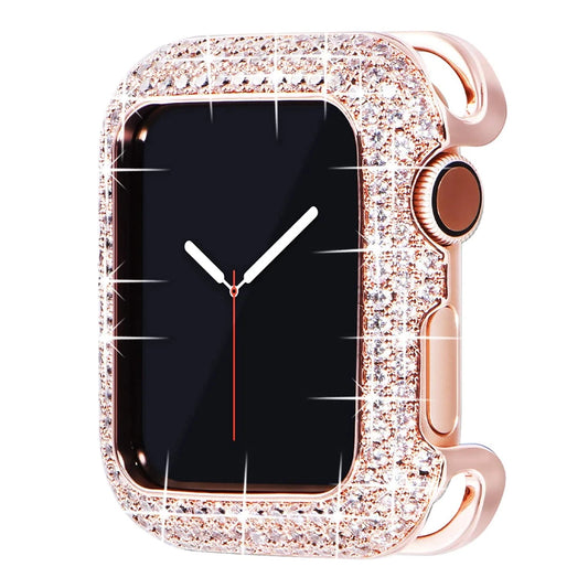 Carved Copper Luxury Bumper for Apple Watch Case 44/40mm 42/38mm Diamond  7 SE/6/5/4/3/2 45 41 mm