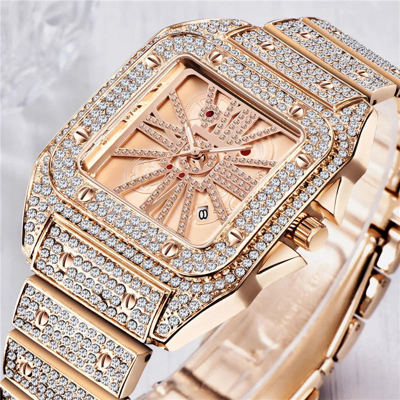 Diamond Quartz Watch Montres de Marque de Luxe