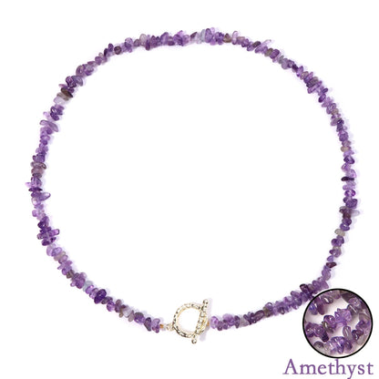Healing Bohemian Gem Gravel Natural Semi-precious Stone Necklace Women's Fashion Necklace Jewelry Collares Para Mujer Female