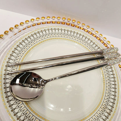 Starlight Sparkle Celestial Radiance Crystal-Encrusted Cutlery Set