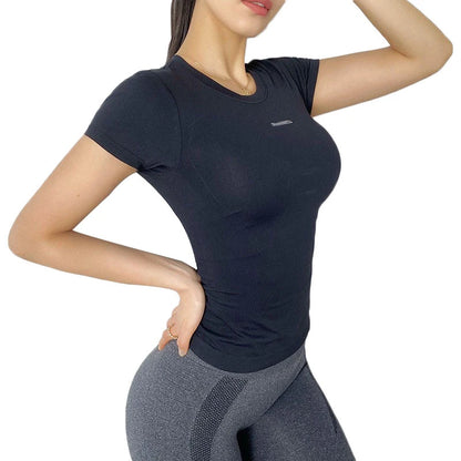 Aiithuug S-shaped Waist Stitches Yoga Tops Short Sleeve Quick Dry Gym Shirts Stretch Breathable Daily Sports Tennis Golf Tops