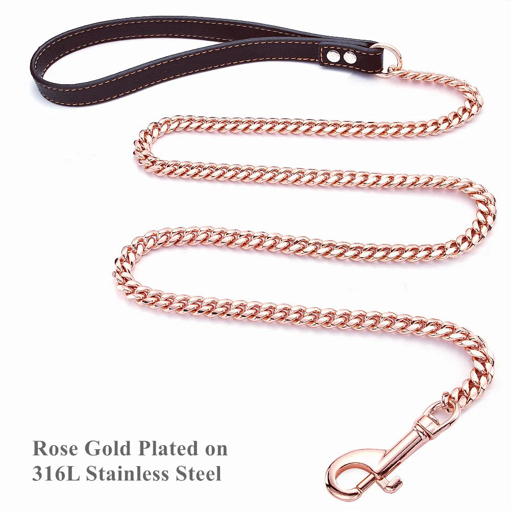 Stainless Steel Cuban Link Totem Dog Leash