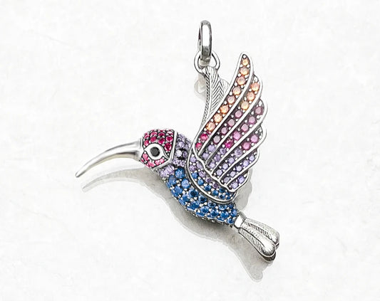 Colourful Hummingbird 925 Sterling Silver