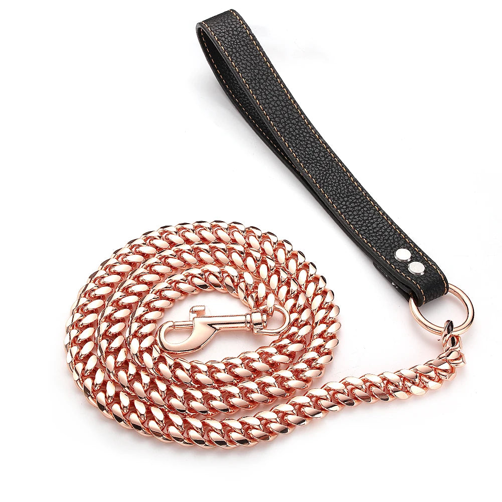 Stainless Steel Cuban Link Totem Dog Leash