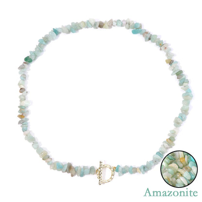 Healing Bohemian Gem Gravel Natural Semi-precious Stone Necklace Women's Fashion Necklace Jewelry Collares Para Mujer Female