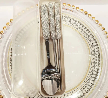 Starlight Sparkle Celestial Radiance Crystal-Encrusted Cutlery Set