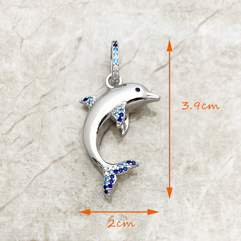 Blue Dolphin Pendant 925 Sterling Silver