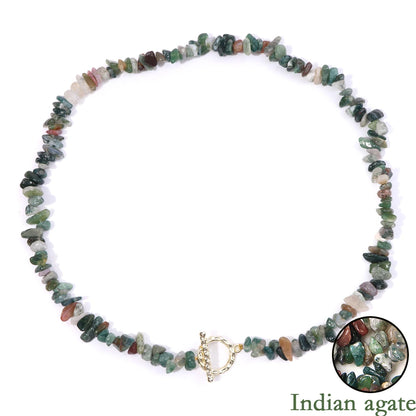 Healing Bohemian Gem Gravel Natural Semi-precious Stone Necklace Women's Fashion Necklace Jewelry Collares Para Mujer Female