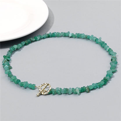 Healing Bohemian Gem Gravel Natural Semi-precious Stone Necklace Women's Fashion Necklace Jewelry Collares Para Mujer Female