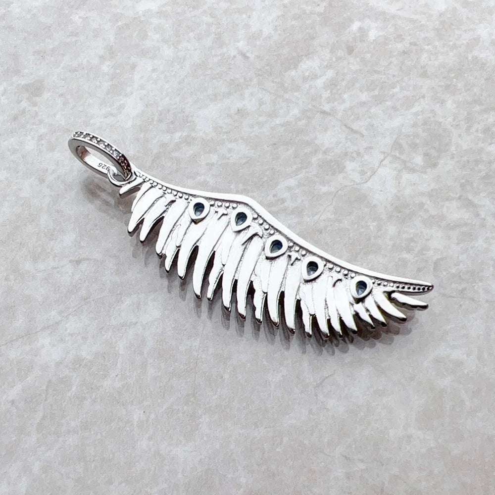 Blue Stone Phoenix Wing Pendant 925 Sterling Silver