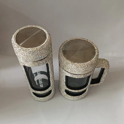 Rhinestone Double Wall Glass Mug