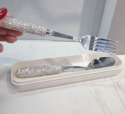 Starlight Sparkle Celestial Radiance Crystal-Encrusted Cutlery Set