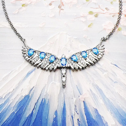 Blue Phoenix Wing Necklace and Braelet Set  925 Sterling Silver