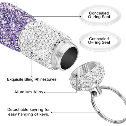 Bling Pill Case Travel Rhinestone Waterproof Fashion Pill Holder with Keychain Luxury Cute Storage Box for Outdoor Camping Case