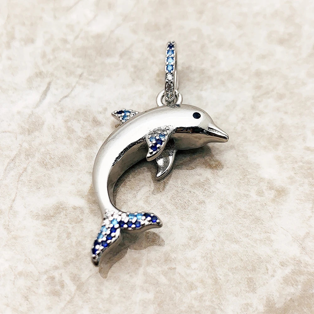 Blue Dolphin Pendant 925 Sterling Silver