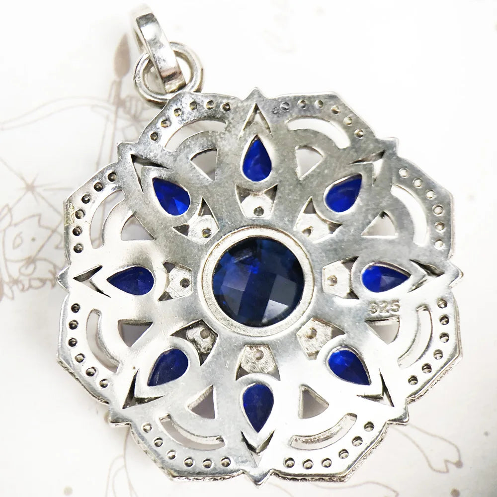 Pendant Blue Lotus Flower,Brand New Fashion Jewelry 925 Sterling Silver Europe Accessories Gift For Woman