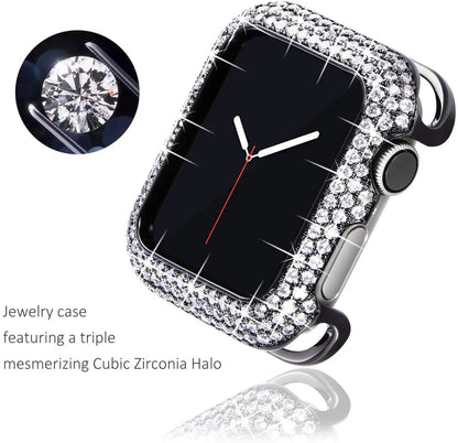 Carved Copper Luxury Bumper for Apple Watch Case 44/40mm 42/38mm Diamond  7 SE/6/5/4/3/2 45 41 mm