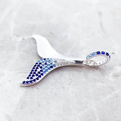 Blue Tail Fin Pendant 925 Sterling Silver