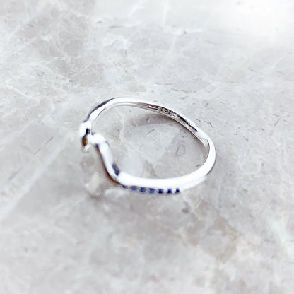 Ring Tail Fin And Wave With Blue Stones Brand New Trendy Fine Jewelry Solid 925 Strerling Silver Lucky Gift For Women