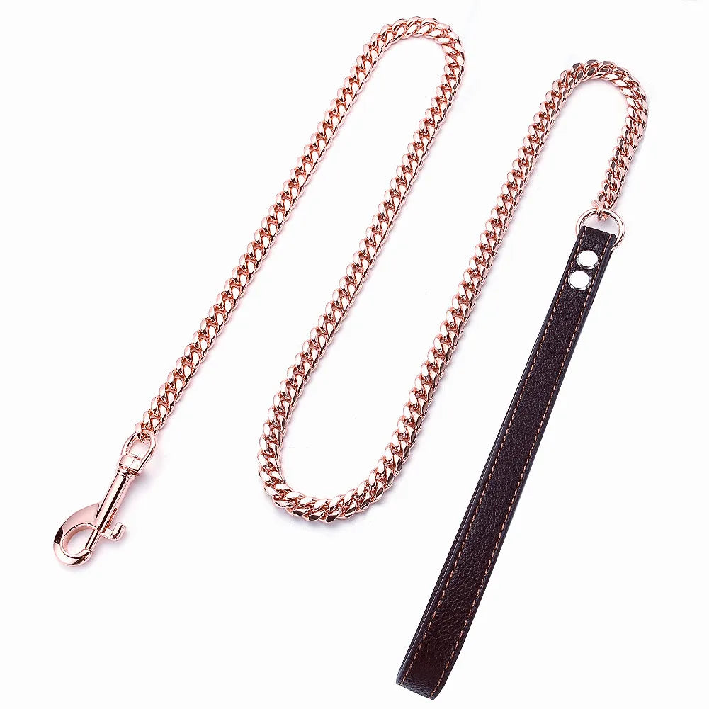 Stainless Steel Cuban Link Totem Dog Leash