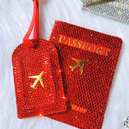 Radiant Voyage Bling Luggage Tag & Passport Holder Set