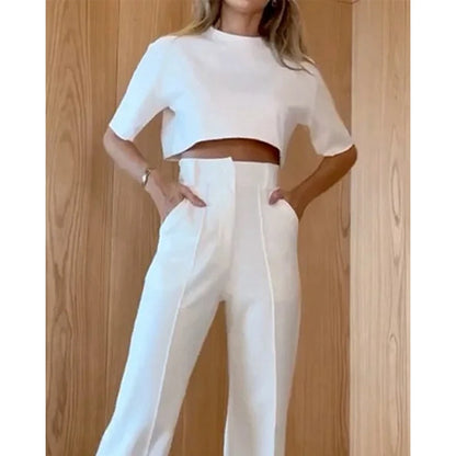 Casual High Waist Wide Leg Pants Suit