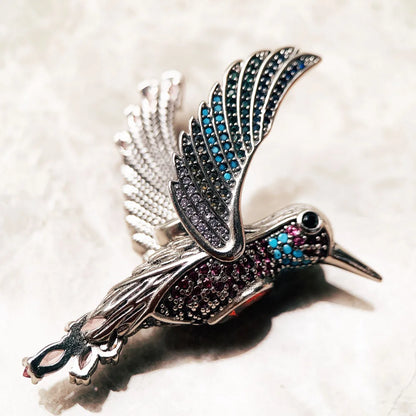 Large Colourful Hummingbird Pendants 925 Sterling Silver