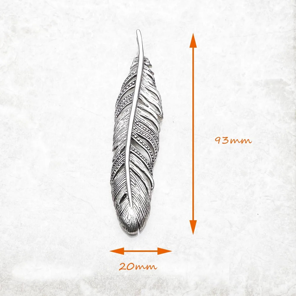 Pendant Black Feather Fashion Jewelry Europe Vintage Accessories 925 Sterling Silver Gift For Woman & Men