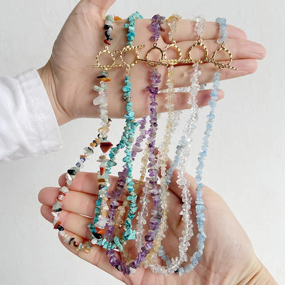 Healing Bohemian Gem Gravel Natural Semi-precious Stone Necklace Women's Fashion Necklace Jewelry Collares Para Mujer Female