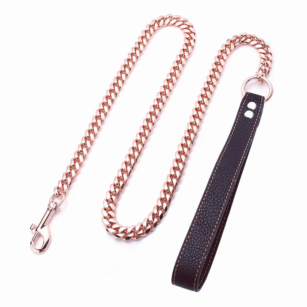 Stainless Steel Cuban Link Totem Dog Leash