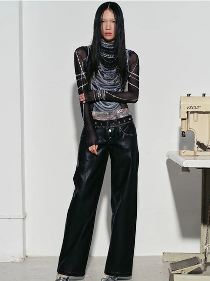 Luminous Pearl Graphic Gauze Fashion Top
