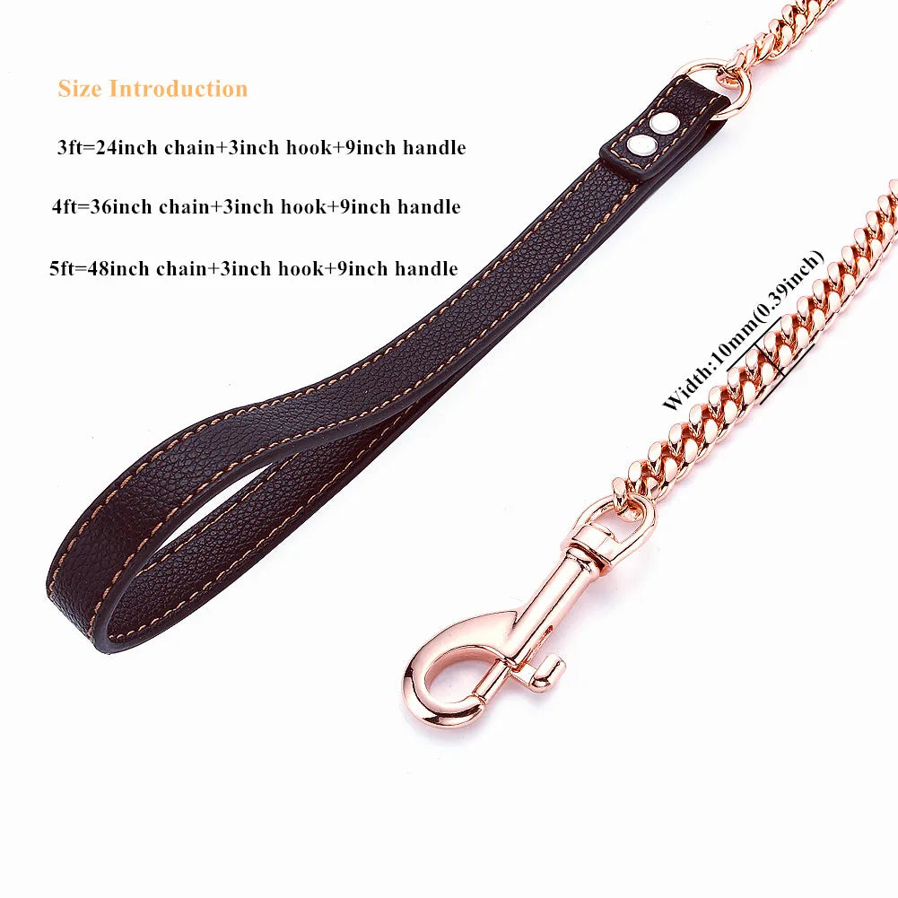 Stainless Steel Cuban Link Totem Dog Leash