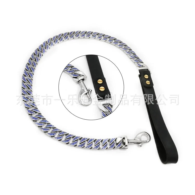 32MM Stainless Steel Pet Supplies Dog Collar Bully Dog Fighting Bully Dog Collar Durbin Cuban Chain Traction Leash Chain