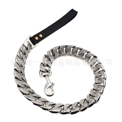 32MM Stainless Steel Pet Supplies Dog Collar Bully Dog Fighting Bully Dog Collar Durbin Cuban Chain Traction Leash Chain