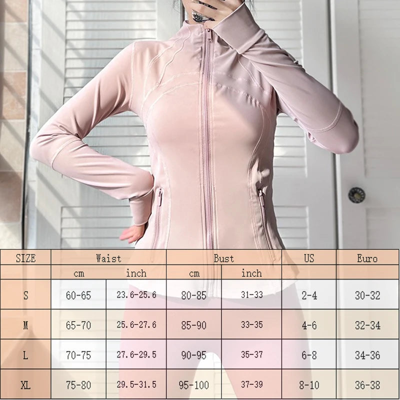 Aiithuug Side Pockets Thumbholes Yoga Jackets Women's Stand-up Collar Slimming Fit Coat Breathable Pilates Fitness Workout Tops