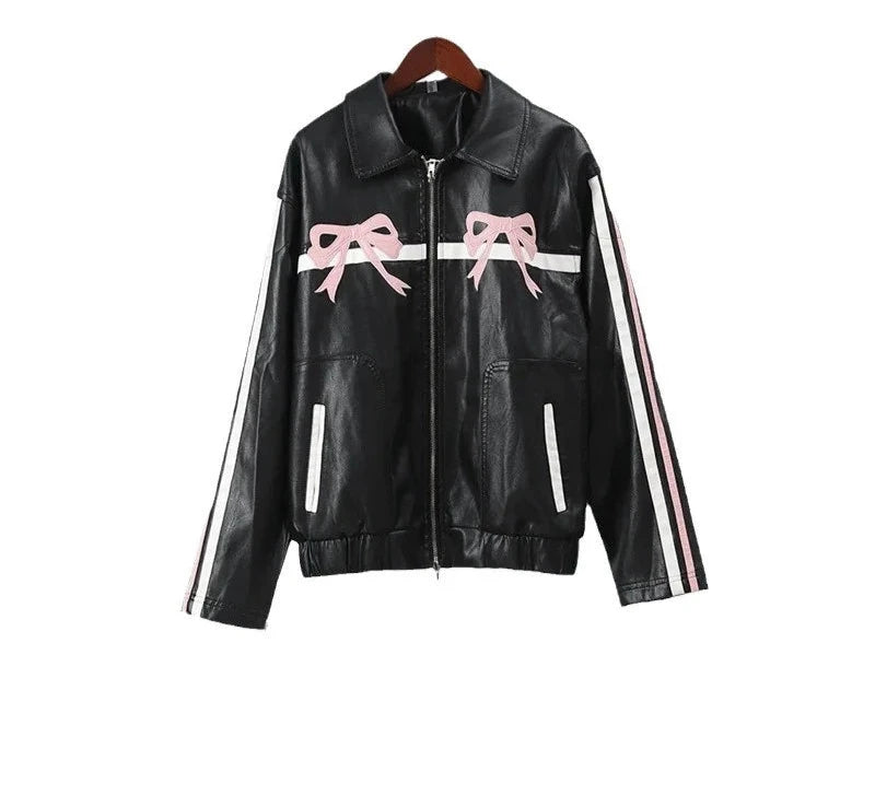 Women Lace Up Bow Jacket