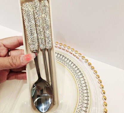 Starlight Sparkle Celestial Radiance Crystal-Encrusted Cutlery Set