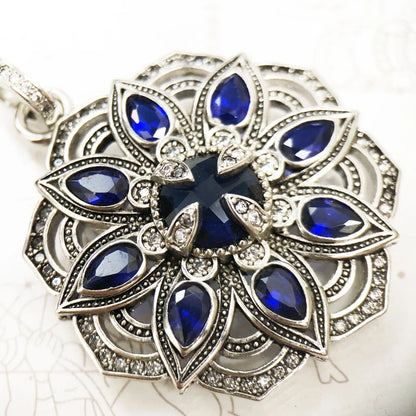 Pendant Blue Lotus Flower,Brand New Fashion Jewelry 925 Sterling Silver Europe Accessories Gift For Woman